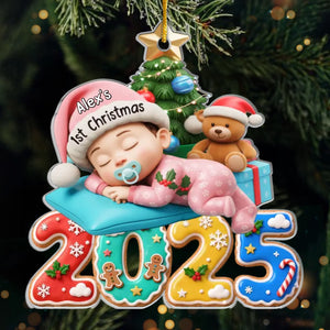 Custom First Christmas Acrylic Ornament - Personalized Christmas Baby Shower, Gender Reveal Gifts For New Moms, New Dads, New Parents - Our Greatest Blessing