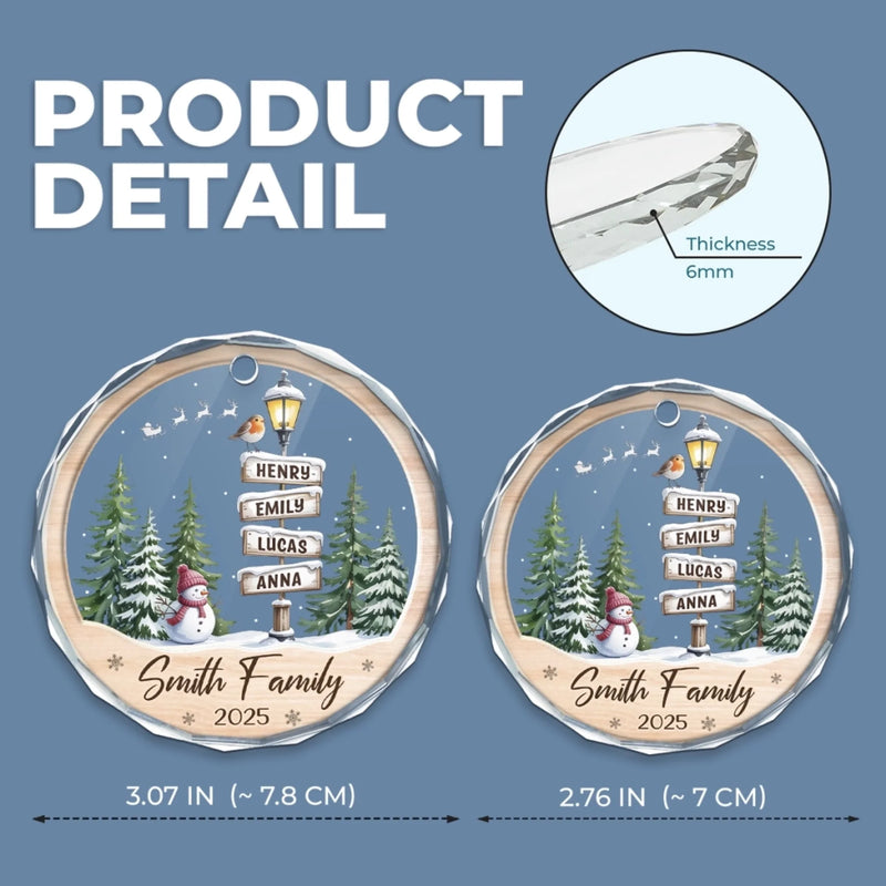 Custom Circle Glass Ornament - Personalized Christmas Birthday Gifts For Mom, Dad, Brother, Sister, Kids - Home In Our Hearts