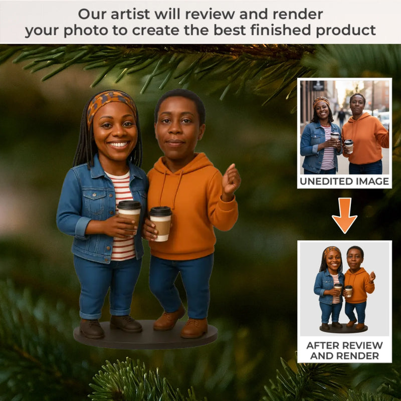 Custom Photo Acrylic Ornament - Personalized Christmas Birthday Gifts For Best Friends, Family, Coworker, Work Bestie, Husband And Wife, Dog Cat Lovers - Two Souls, One Unstoppable Friendship