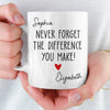 Custom Mug - Personalized Birthday Gifts For Coworker, Work Bestie - Never Forget The Difference You Make