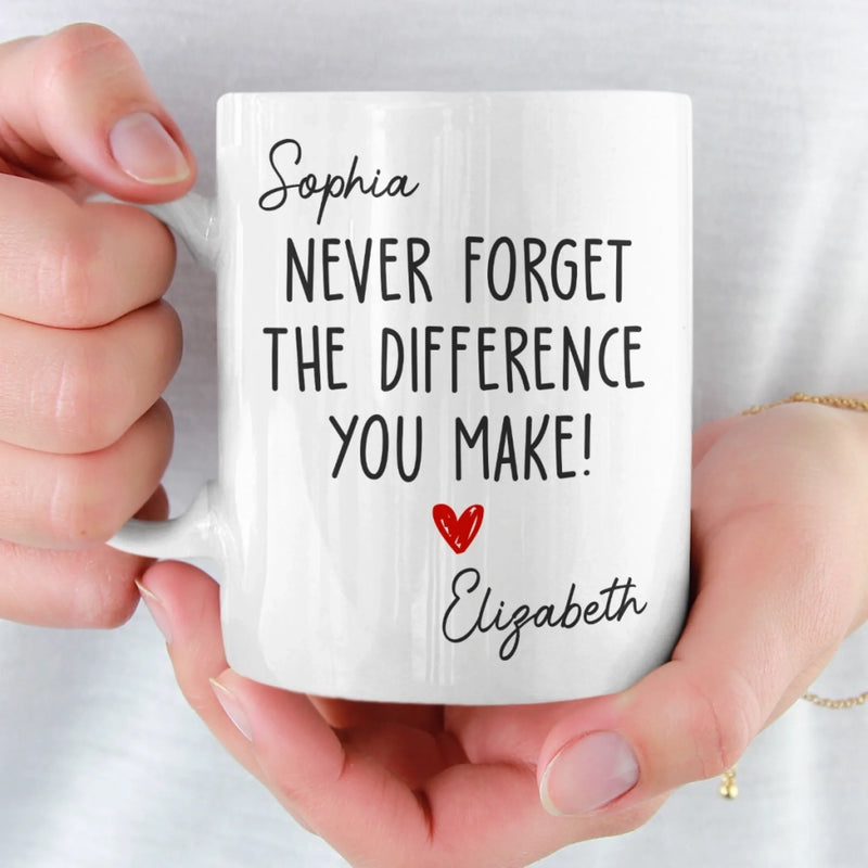 Custom Mug - Personalized Birthday Gifts For Coworker, Work Bestie - Never Forget The Difference You Make