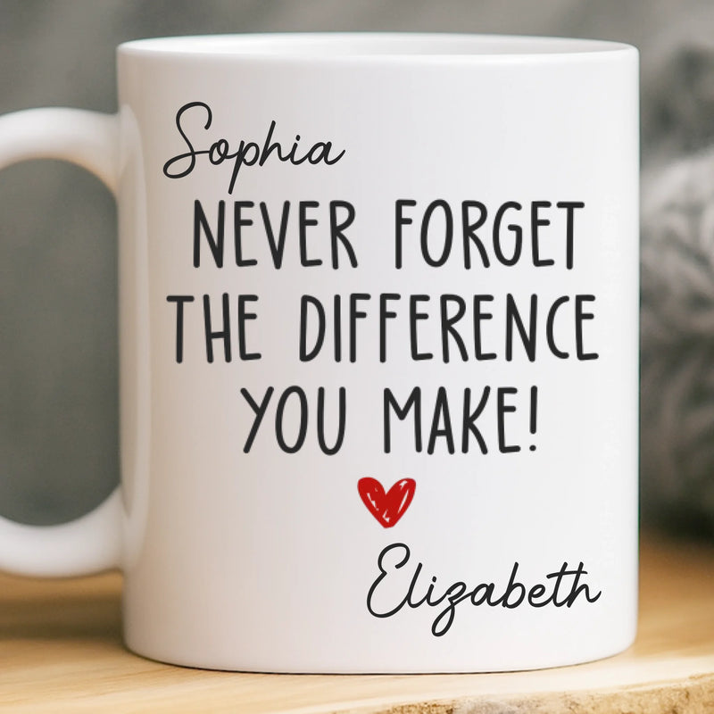 Custom Mug - Personalized Birthday Gifts For Coworker, Work Bestie - Never Forget The Difference You Make