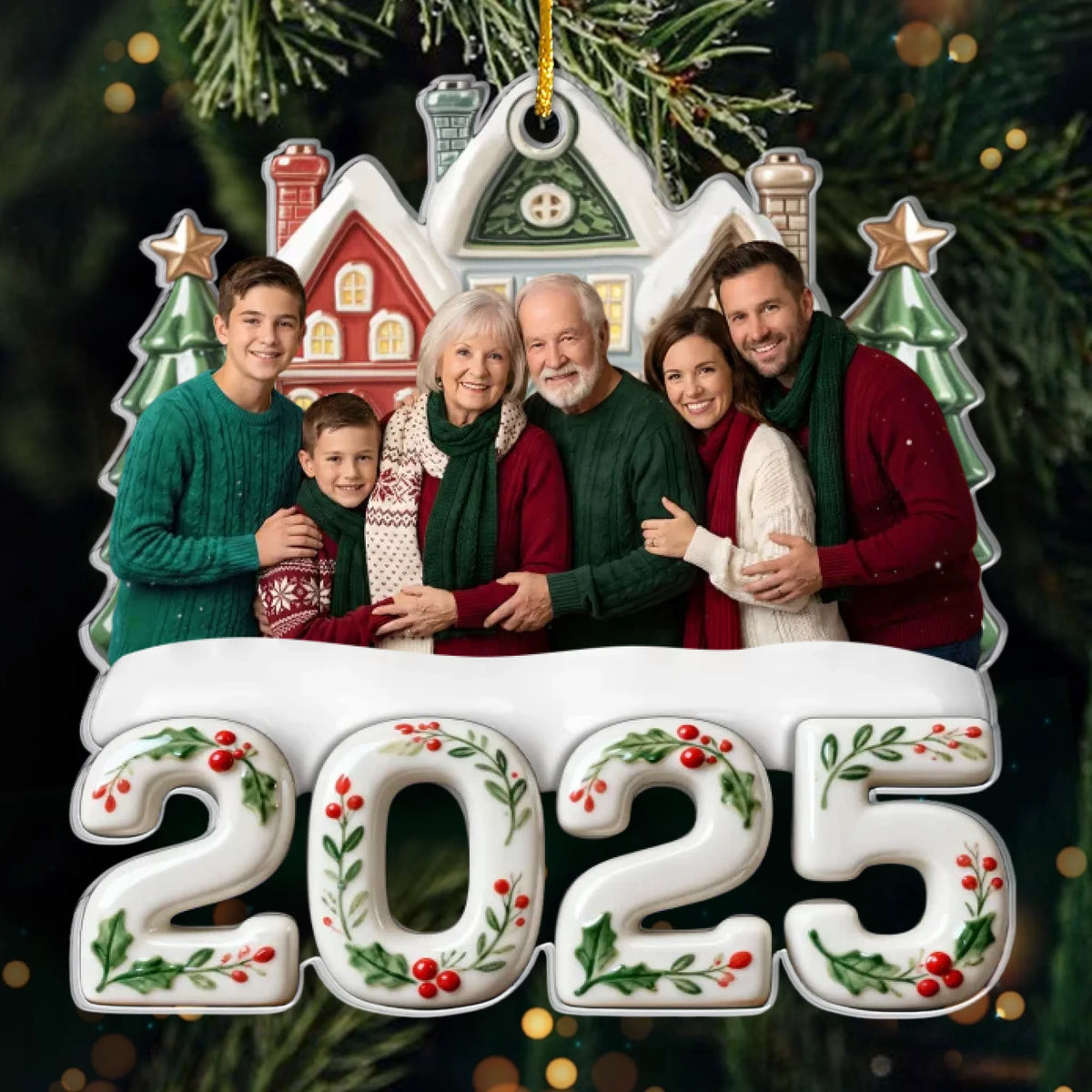 Custom Photo Acrylic Ornament - Personalized Christmas Birthday Gifts For Mom, Dad, Brother, Sister, Kids - Happiness Is In This Moment