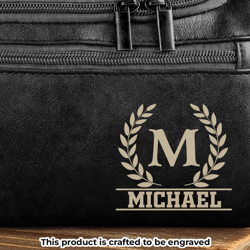 Custom Engraved Leather Toiletry Bag - Personalized Birthday Gifts For Dad, Brother, Grandpa, Husband - Built For Every Path