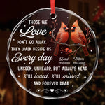 Custom Cardinal Circle Glass Ornament - Personalized Christmas Memorial Sympathy Gifts For Loss Of Mom, Dad - Heaven Is Not Far