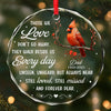 Custom Cardinal Circle Glass Ornament - Personalized Christmas Memorial Sympathy Gifts For Loss Of Mom, Dad - Heaven Is Not Far
