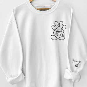 Custom Unisex Sweatshirt, Hoodie With Design On Sleeve -  Personalized Christmas Birthday Gifts For Dog Cat Lovers, Dog Dad And Mom, Cat Owners - Loved By My Fur Crew