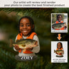 Custom Photo Acrylic Ornament - Personalized Christmas Birthday Fishing Gifts For Fisherman - Little Hands, Big Fishing Adventures
