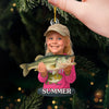 Custom Photo Acrylic Ornament - Personalized Christmas Birthday Fishing Gifts For Fisherman - Tiny Fishergirl With Big Dreams