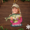 Custom Photo Acrylic Ornament - Personalized Christmas Birthday Fishing Gifts For Fisherman - Tiny Fishergirl With Big Dreams