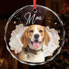 Custom Photo Circle Glass Ornament - Personalized Pet Christmas Memorial Sympathy Gifts For Dogs, Cats - Pawprints In My Heart