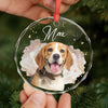 Custom Photo Circle Glass Ornament - Personalized Pet Christmas Memorial Sympathy Gifts For Dogs, Cats - Pawprints In My Heart