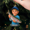 Custom Photo Acrylic Ornament - Personalized Christmas Birthday Fishing Gifts For Fisherman - Little Fisherboy Casting Big Joy