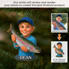 Custom Photo Acrylic Ornament - Personalized Christmas Birthday Fishing Gifts For Fisherman - Little Fisherboy Casting Big Joy