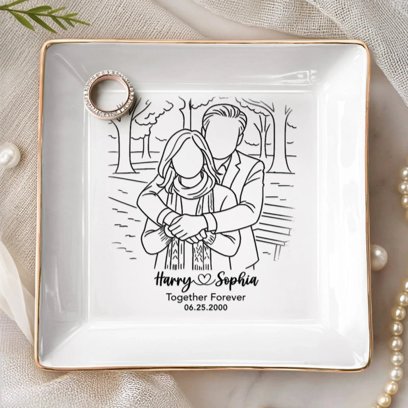 Custom Photo Jewelry Dish - Personalized Anniversary Wedding Gifts For Husband And Wife, Him And Her  - Forever Choosing You