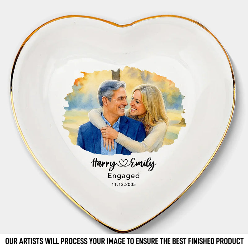 Custom Photo Jewelry Dish - Personalized Anniversary Wedding Gifts For Husband And Wife, Him And Her - Growing Love Through Every Season