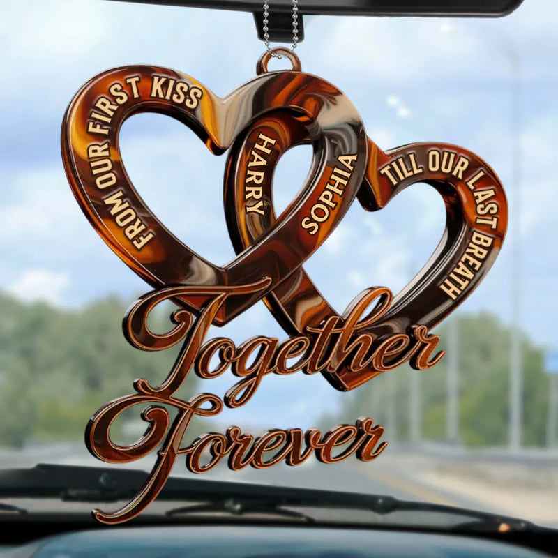 Custom Acrylic Car Ornament - Personalized Anniversary Wedding Gifts For Husband And Wife, Him And Her - Love Feels Easy With You
