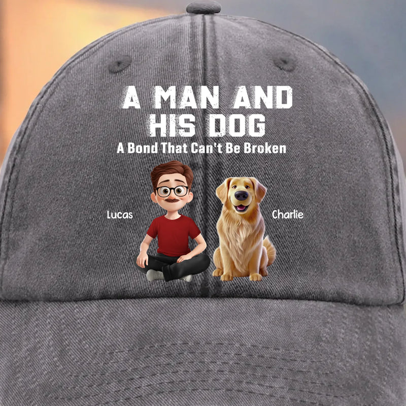 Custom Vintage Washed Denim Baseball Cap - Personalized Christmas Birthday Gifts For Dog Lovers, Dog Dad And Mom - Fetch Expert