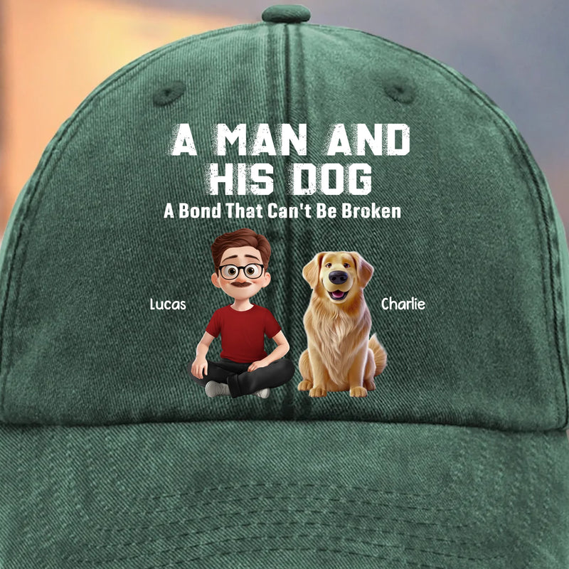 Custom Vintage Washed Denim Baseball Cap - Personalized Christmas Birthday Gifts For Dog Lovers, Dog Dad And Mom - Fetch Expert