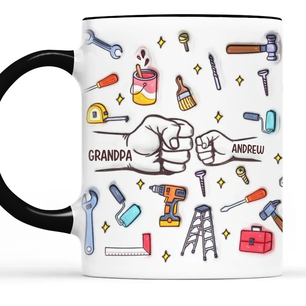 Custom Accent Mug - Personalized Birthday Gifts For Dad, Grandpa - Grandpa Loved by His Littles