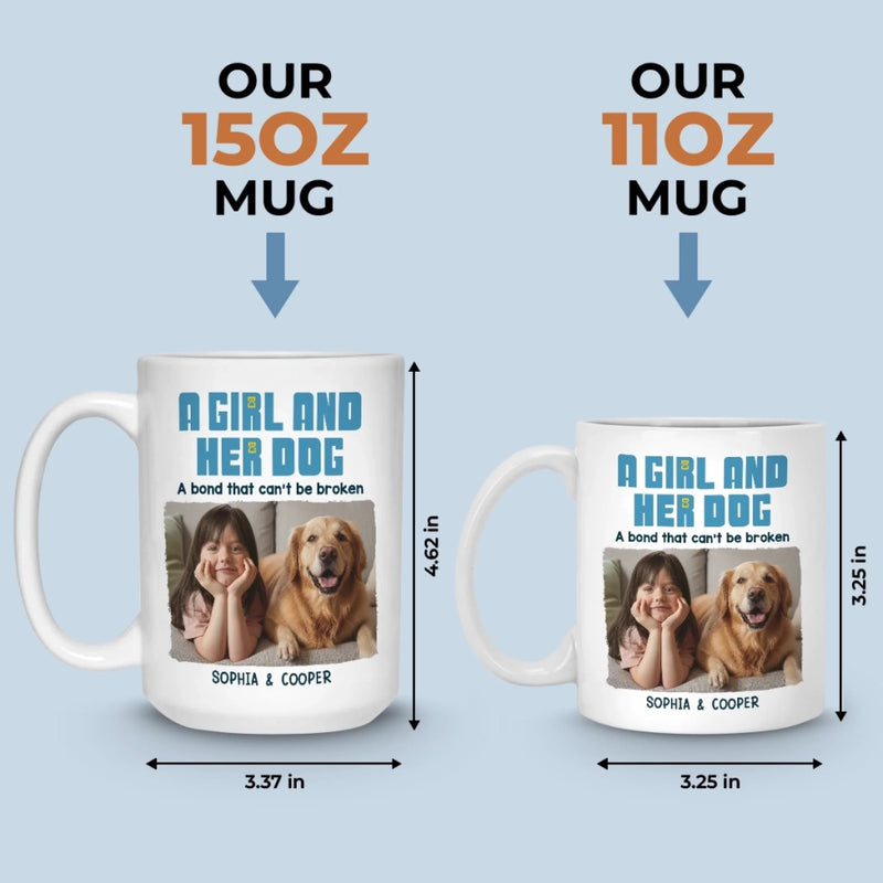 Custom Photo Mug - Personalized Christmas Birthday Gifts For Dog Cat Lovers, Dog Dad And Mom, Cat Owners - Little Girl, Big Love