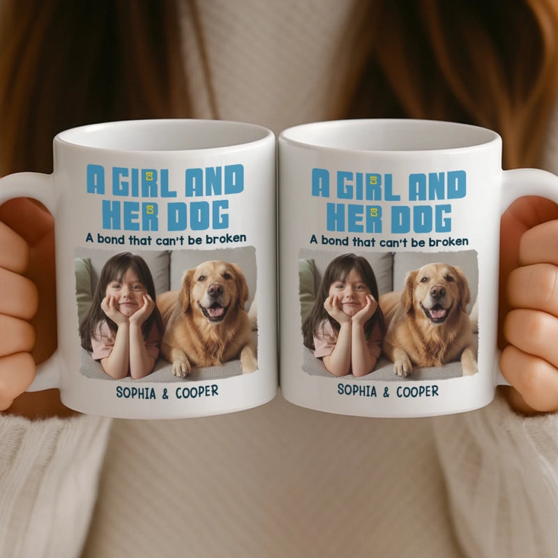 Custom Photo Mug - Personalized Christmas Birthday Gifts For Dog Cat Lovers, Dog Dad And Mom, Cat Owners - Little Girl, Big Love