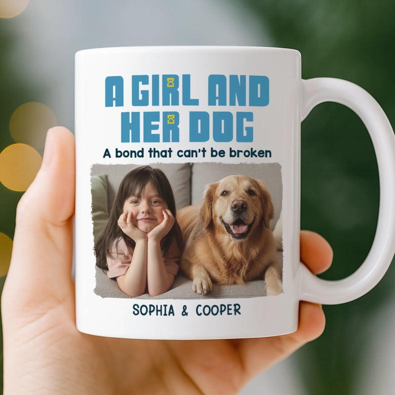 Custom Photo Mug - Personalized Christmas Birthday Gifts For Dog Cat Lovers, Dog Dad And Mom, Cat Owners - Little Girl, Big Love