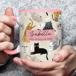 Custom Name Crazy Cat Lady Gifts for Women - Personalized Accent Mugs