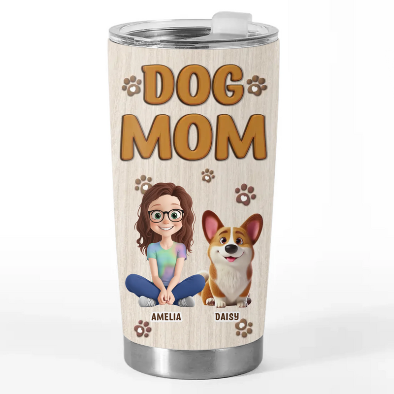 Custom Tumbler - Personalized Birthday Gifts For Dog Cat Lovers, Dog Dad And Mom, Cat Owners - Living My Best Dog Mom Life