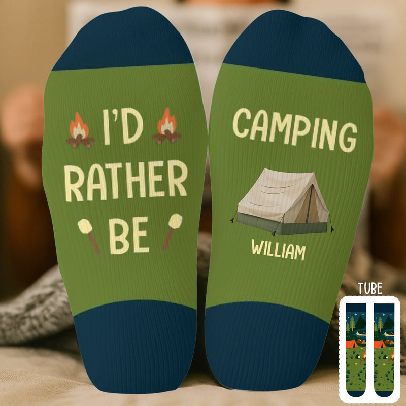 Custom Crew Socks - Personalized Birthday Camping Gifts For Campers - Camp Vibes Only
