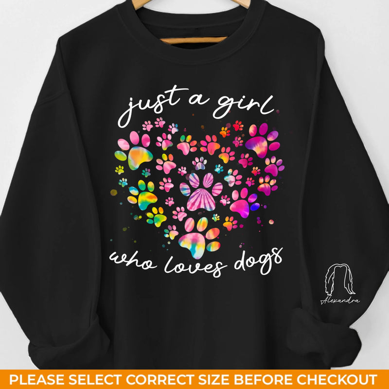 A Girl’s Best Friend Has Paws - Dog & Cat Personalized Custom Unisex Sweatshirt With Design On Sleeve - Gift For Pet Owners, Pet Lovers