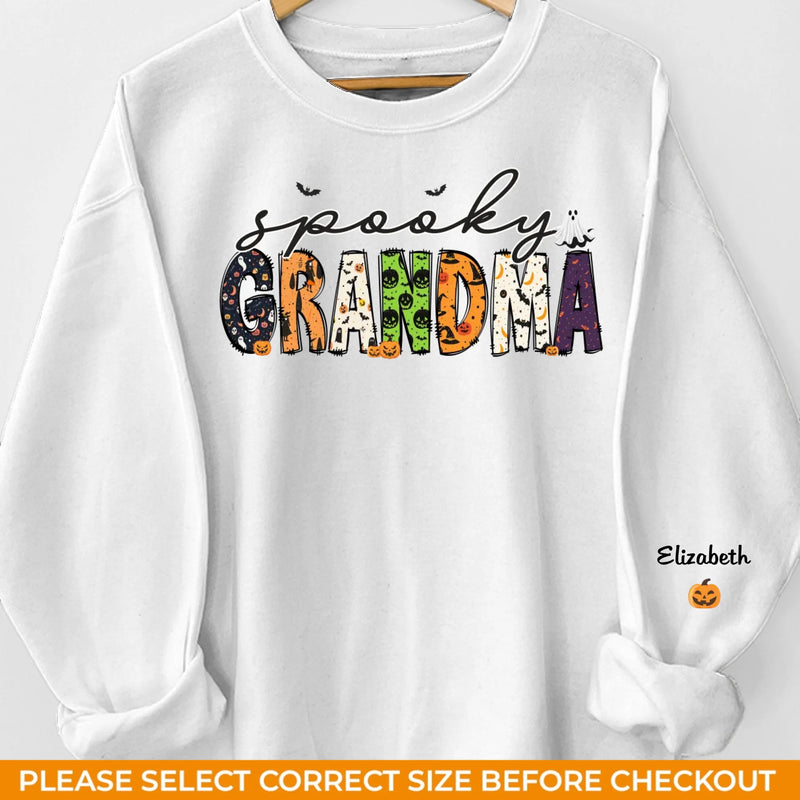 One Spooky Great Grandma - Family Personalized Custom Unisex Sweatshirt With Design On Sleeve - Halloween Gift For Mom, Grandma