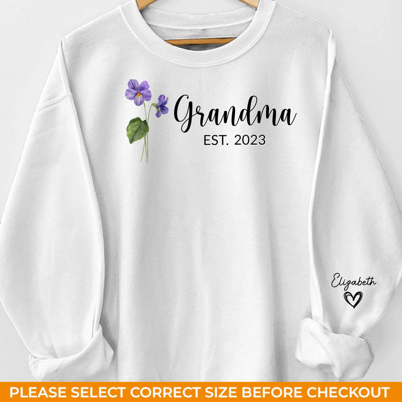 Grandma Plants The Seeds Of Love That Bloom Forever - Family Personalized Custom Unisex Sweatshirt With Design On Sleeve - Gift For Mom, Grandma