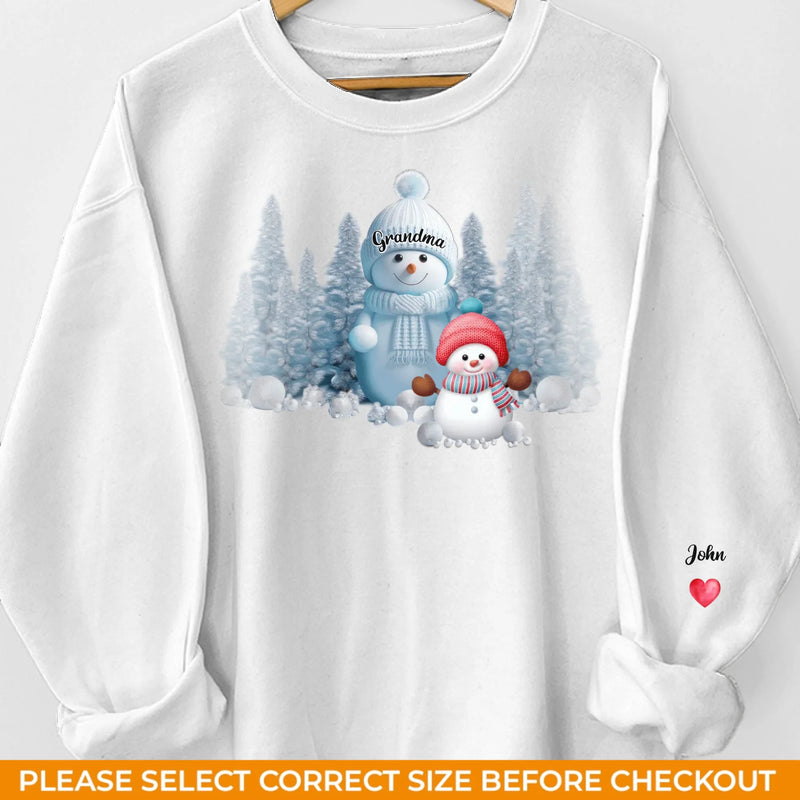Christmas With Grandma Is Filled With Warmth - Family Personalized Custom Unisex Sweatshirt With Design On Sleeve - Christmas Gift For Mom, Grandma
