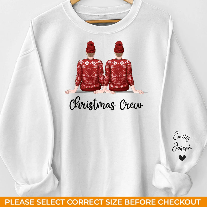 Christmas Crew - Family Personalized Custom Unisex Sweatshirt With Design On Sleeve - Christmas Gift For Family Members