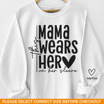 Custom Name Mama Heart on Her Sleeve Gifts for Moms - Personalized Sweater