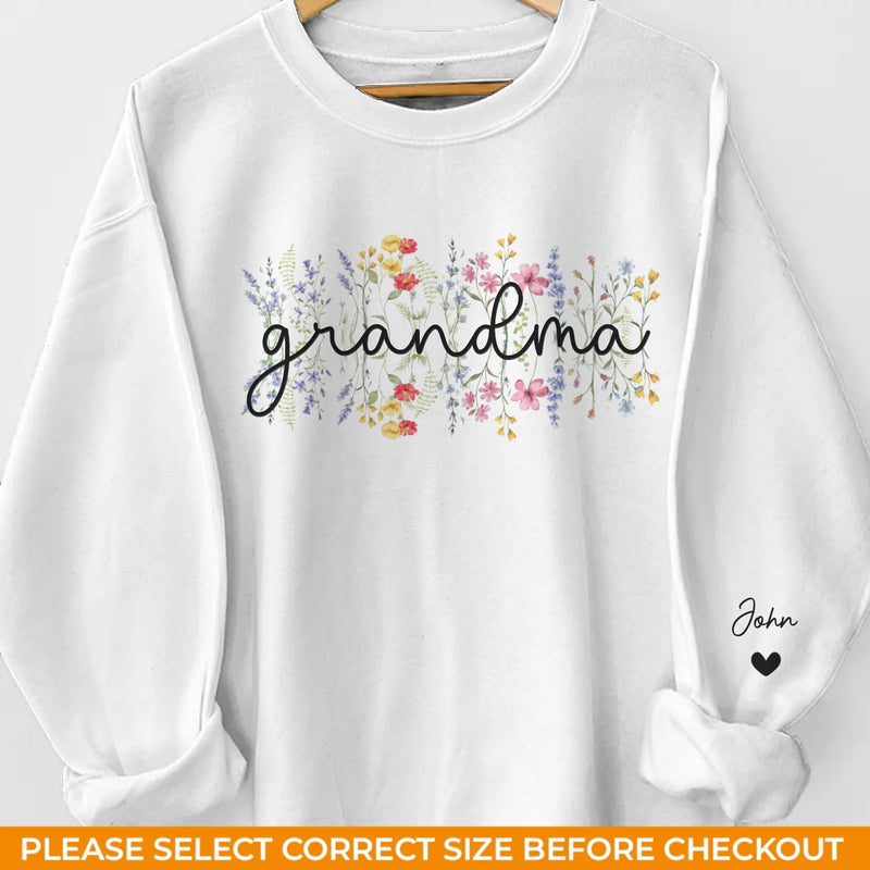 Her Love Shines Brighter Than The Stars - Family Personalized Custom Unisex Sweatshirt, Hoodie With Design On Sleeve - Gift For Mom, Grandma