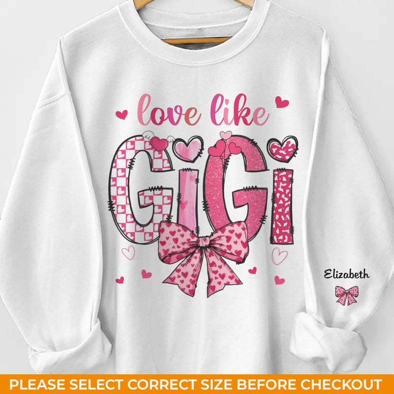 Her Love Is In Every Moment - Family Personalized Custom Unisex Sweatshirt, Hoodie With Design On Sleeve - Gift For Mom, Grandma