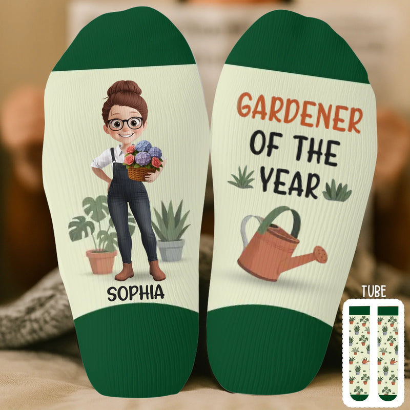 Custom Crew Socks - Personalized Birthday Garden Gifts For Gardeners - Plant Lady Energy