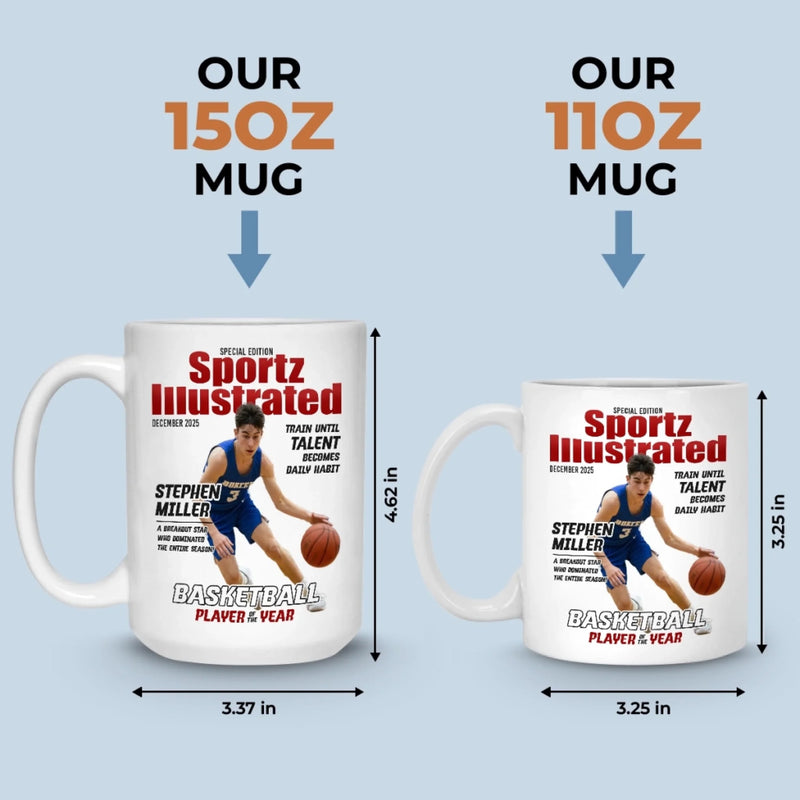 Custom Photo Magazine Mug -  Personalized Birthday Gifts For Football, Basketball, Soccer, Baseball, Golf, Ice Hockey Lovers, Sports Fans, Sports Lovers - I’m Here For The Game