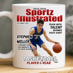Custom Photo Magazine Mug -  Personalized Birthday Gifts For Football, Basketball, Soccer, Baseball, Golf, Ice Hockey Lovers, Sports Fans, Sports Lovers - I’m Here For The Game