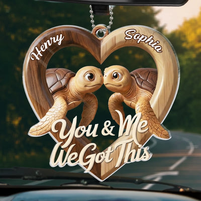 Custom Acrylic Car Ornament - Personalized Anniversary Wedding Gifts For Husband And Wife, Him And Her - Two Hearts One Road