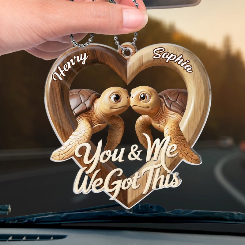 Custom Acrylic Car Ornament - Personalized Anniversary Wedding Gifts For Husband And Wife, Him And Her - Two Hearts One Road