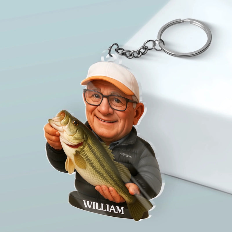Custom Photo Shaped Acrylic Keychain - Personalized Birthday Fishing Gifts For Fisherman - Hooked On Good Days