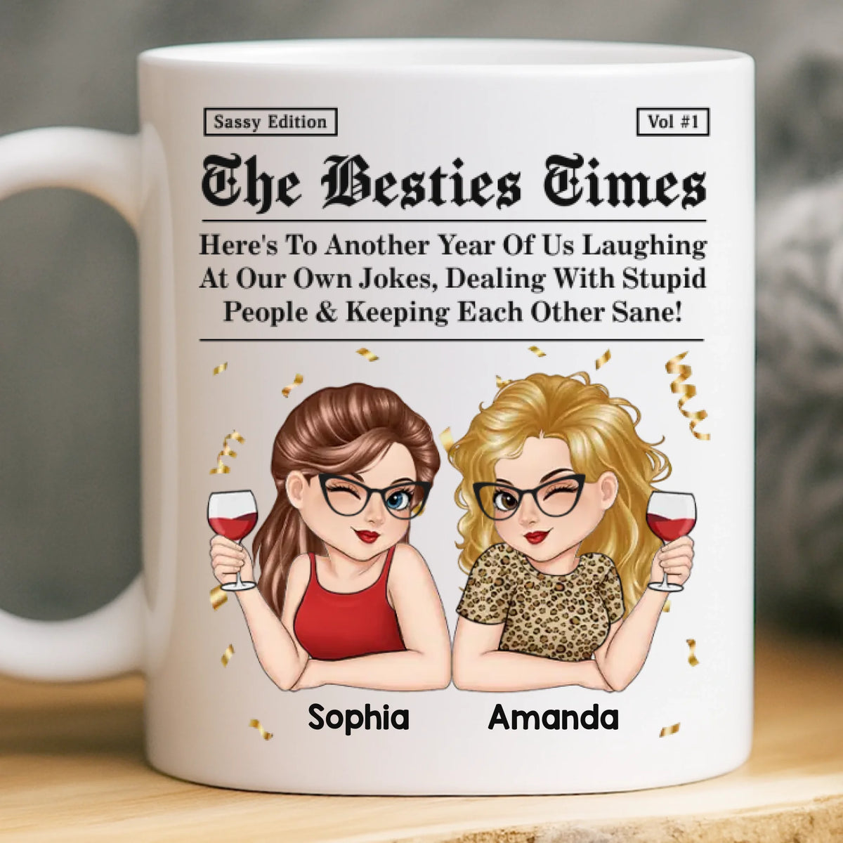 Custom Mug - Personalized Best Friend Birthday Gifts For Women, Besties, Sisters, BFF - Life Hits Better With You