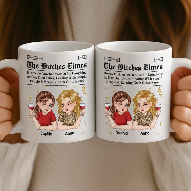 Custom Mug - Personalized Best Friend Birthday Gifts For Women, Besties, Sisters, BFF - Life Hits Better With You