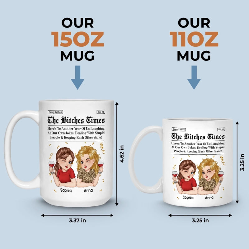 Custom Mug - Personalized Best Friend Birthday Gifts For Women, Besties, Sisters, BFF - Life Hits Better With You