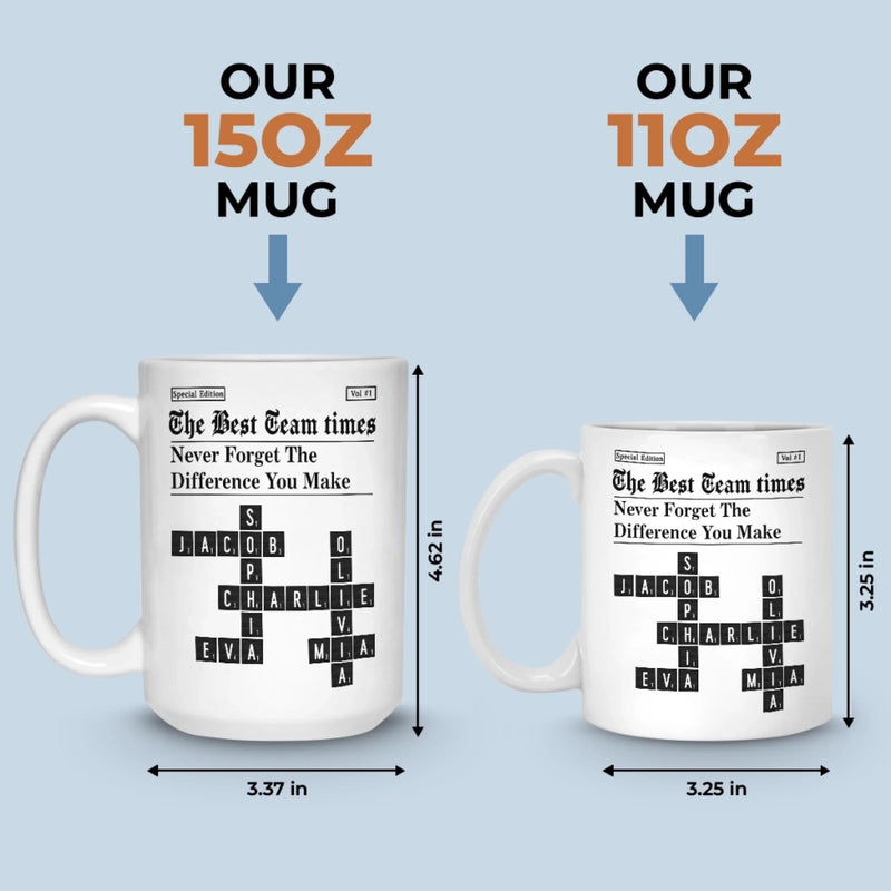 Custom Scrabble Mug - Personalized Birthday Gifts For Coworker, Work Bestie - Teamwork Makes Every Day Better