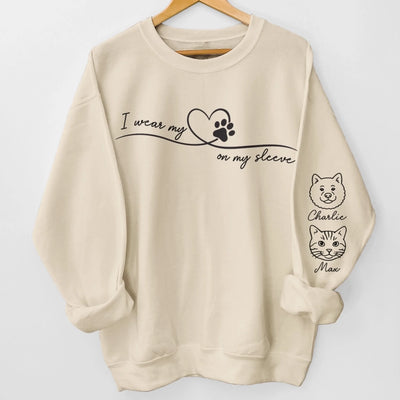 Custom Unisex Sweatshirt, Hoodie With Design On Sleeve - Personalized Christmas Birthday Gifts For Dog Cat Lovers, Dog Dad And Mom, Cat Owners - My Heart Runs On Paw Power