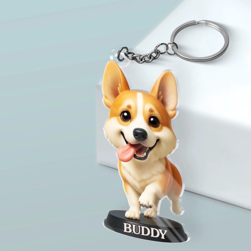Custom Photo Shaped Acrylic Keychain -  Personalized Birthday Gifts For Dog Cat Lovers, Dog Dad And Mom, Cat Owners - Pets Make Life Better
